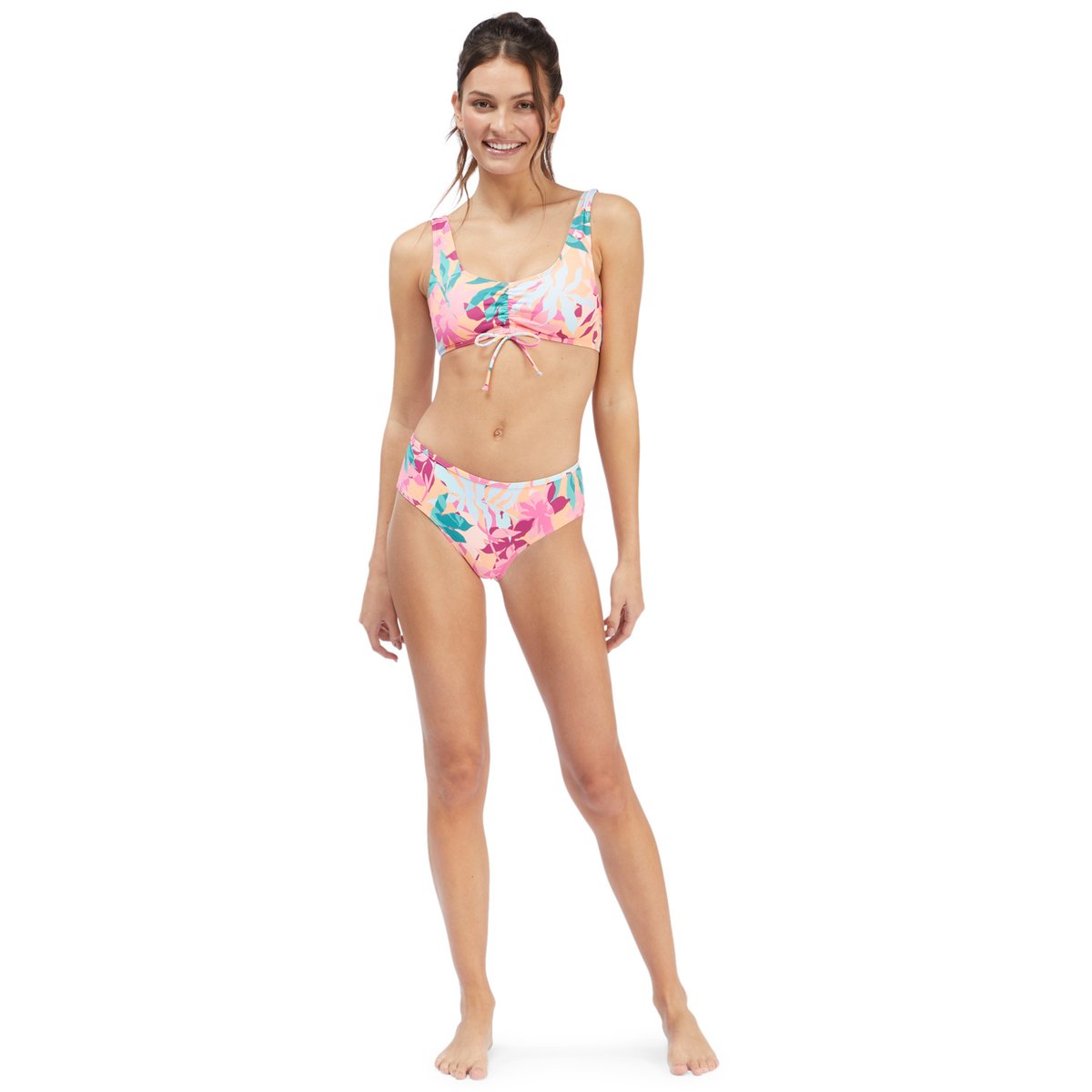 Bas de maillot de bain culotte bikini Hipster. orange cantaloupe tropi palm, ROXY