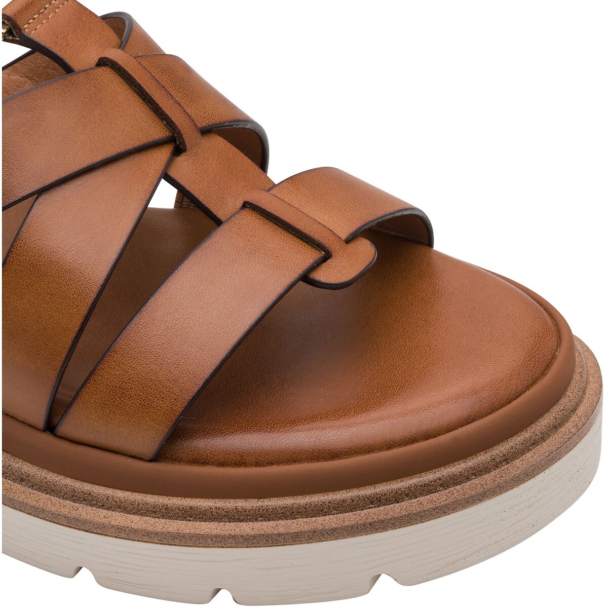Keilsandaletten aus Leder cognac, TAMARIS