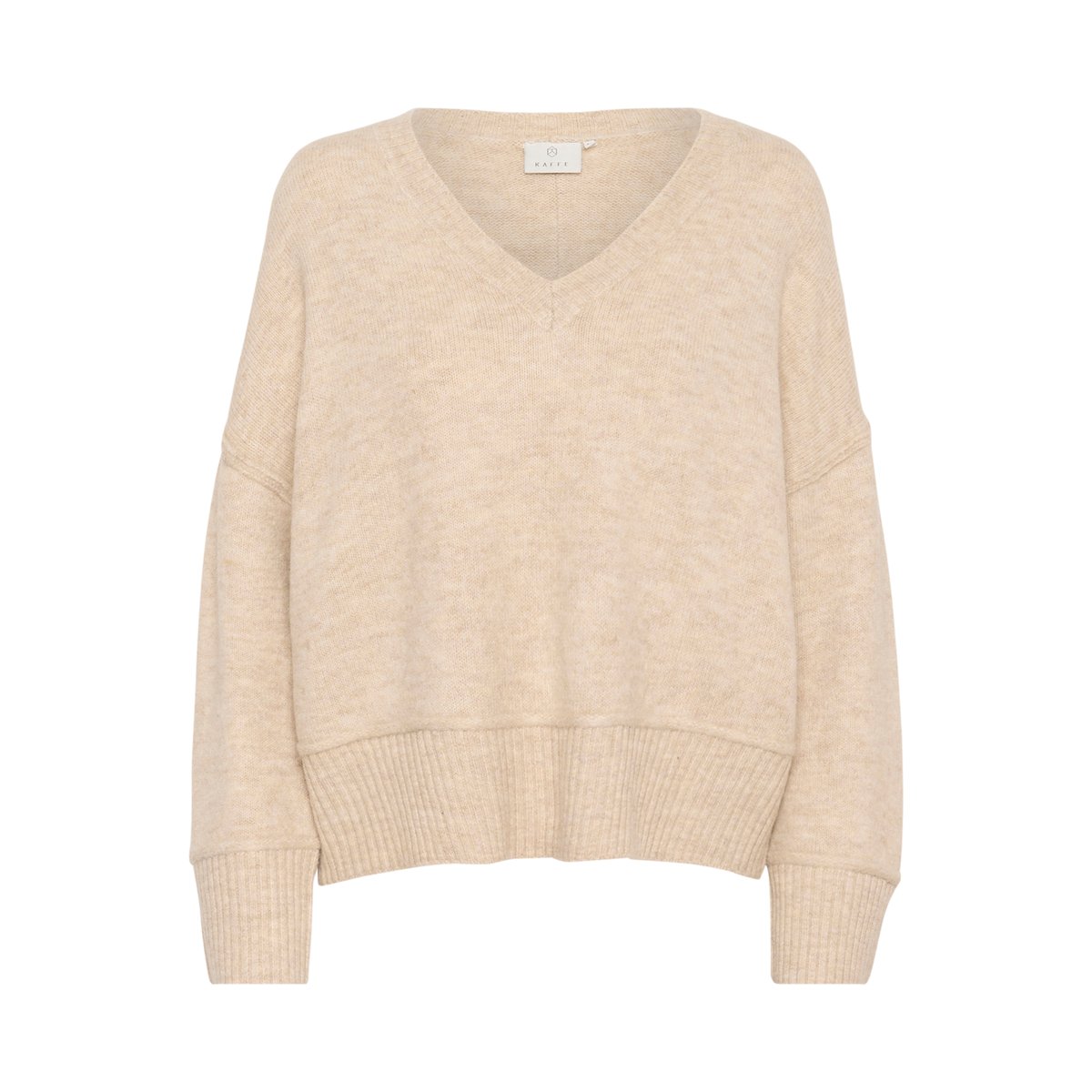 Knitted pullover beige feather gray melange, KAFFE