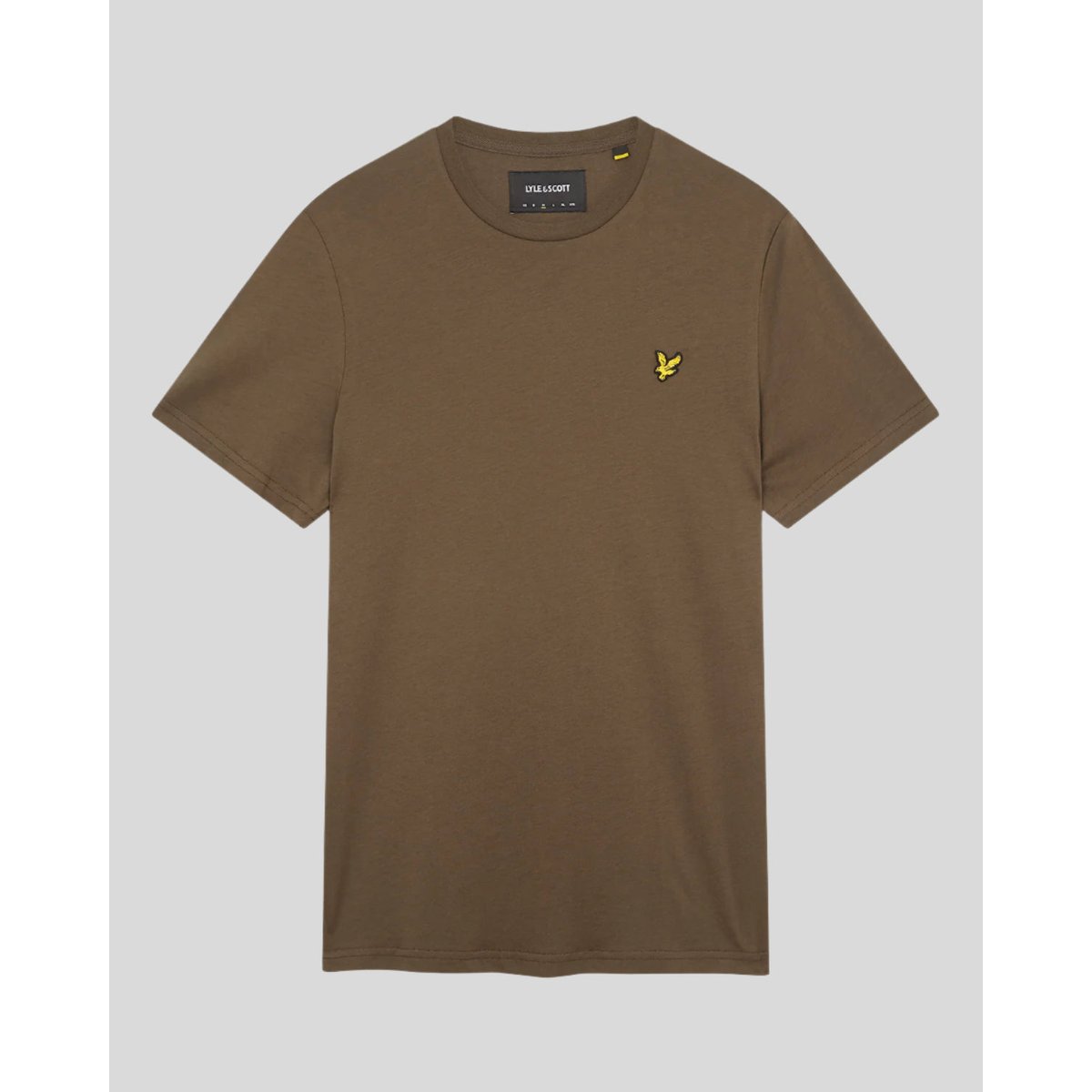 T-shirt en coton col rond vert olive, LYLE & SCOTT