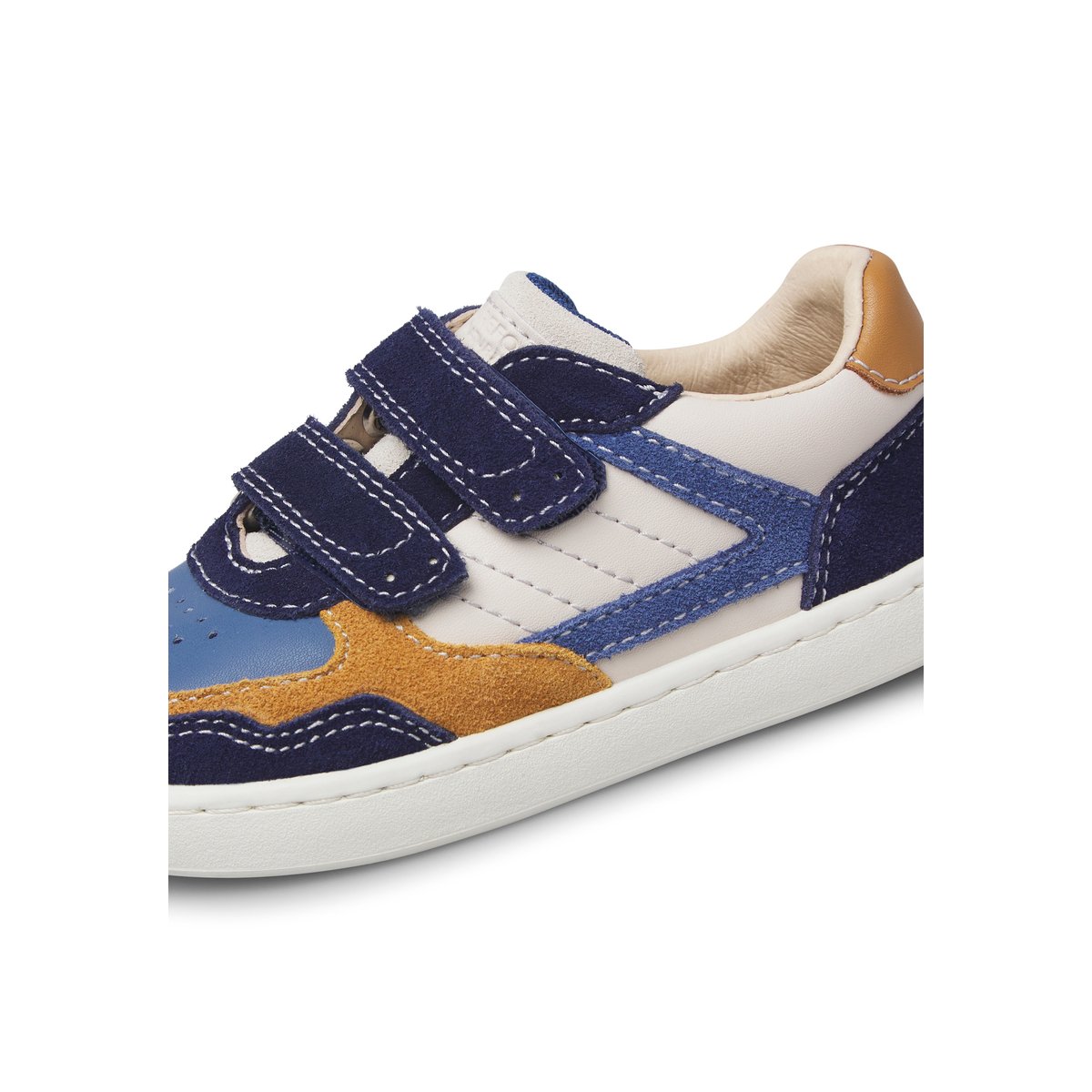 Baskets en cuir et suède BAREFOOT BIMKO VL. marine-blanc crème, NATURINO