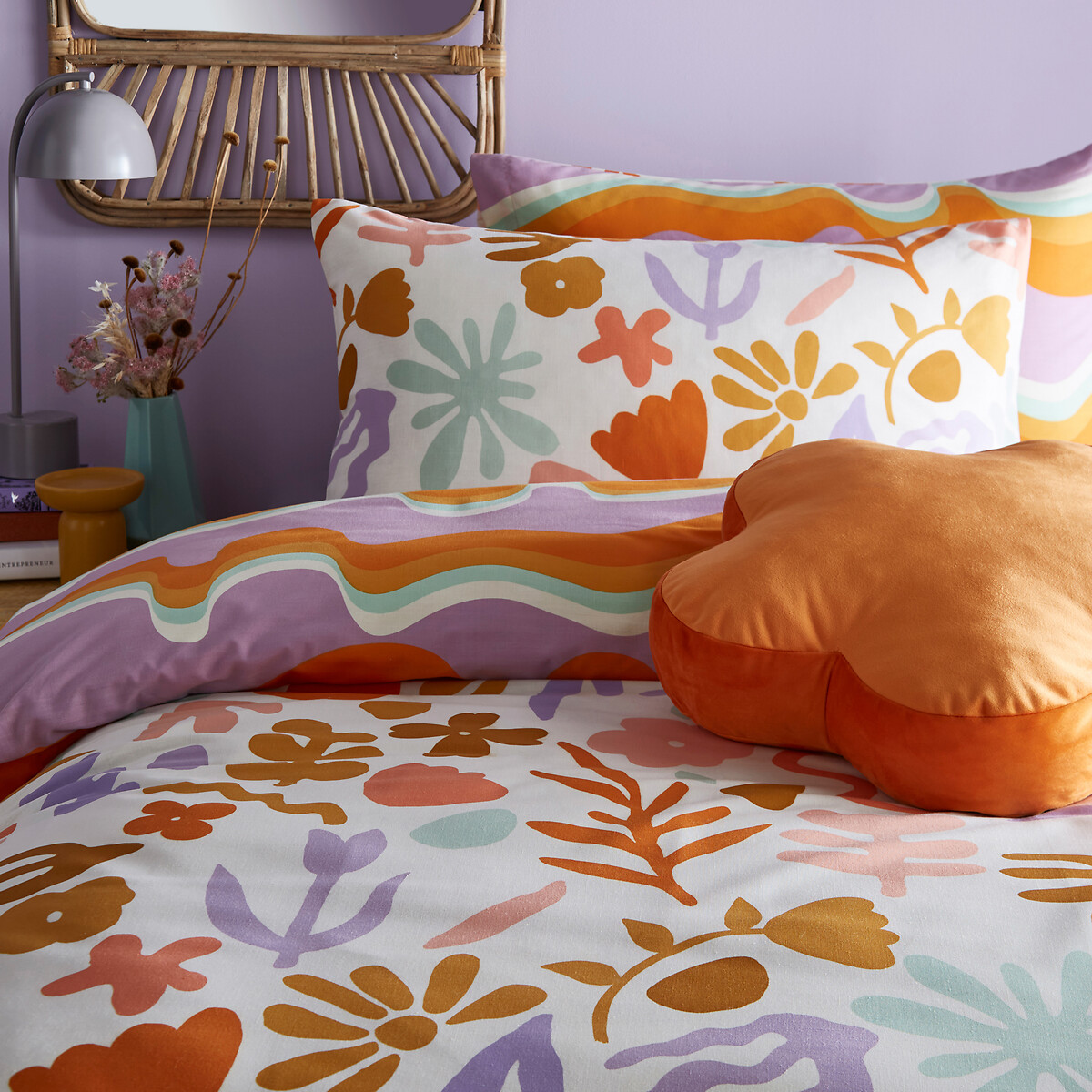 Amelie Trending Floral Cotton Mix Duvet Cover and Pillowcase Set multi-coloured, FURN.