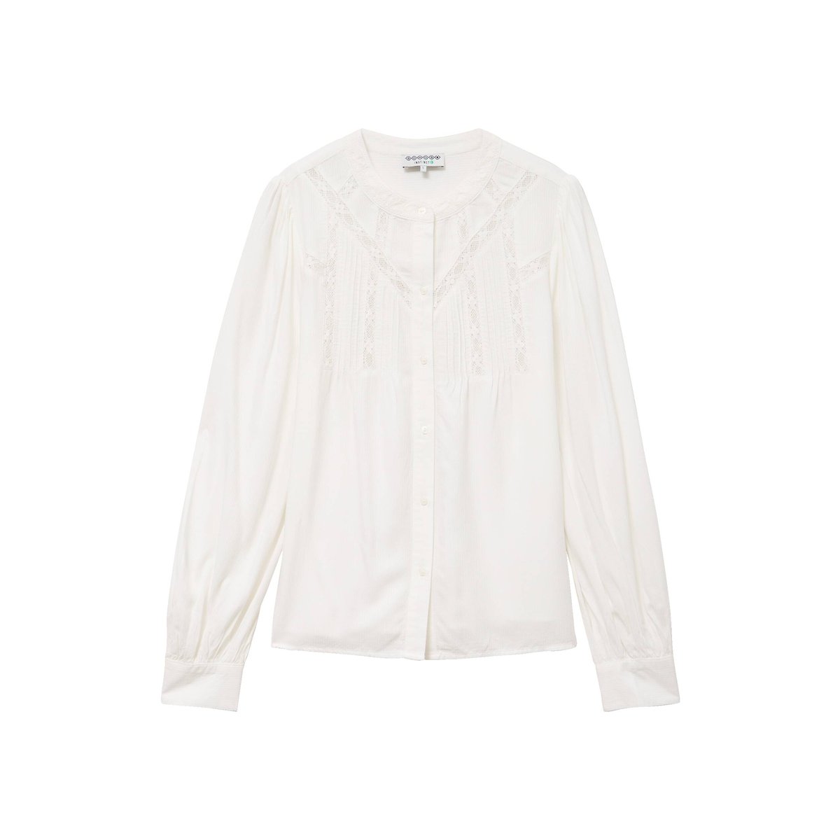 Blouse ajourée col rond manches longues ecru, BONOBO