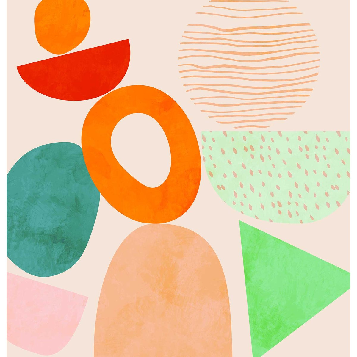 Papier peint jeu de formes roses intissé, HEXOA