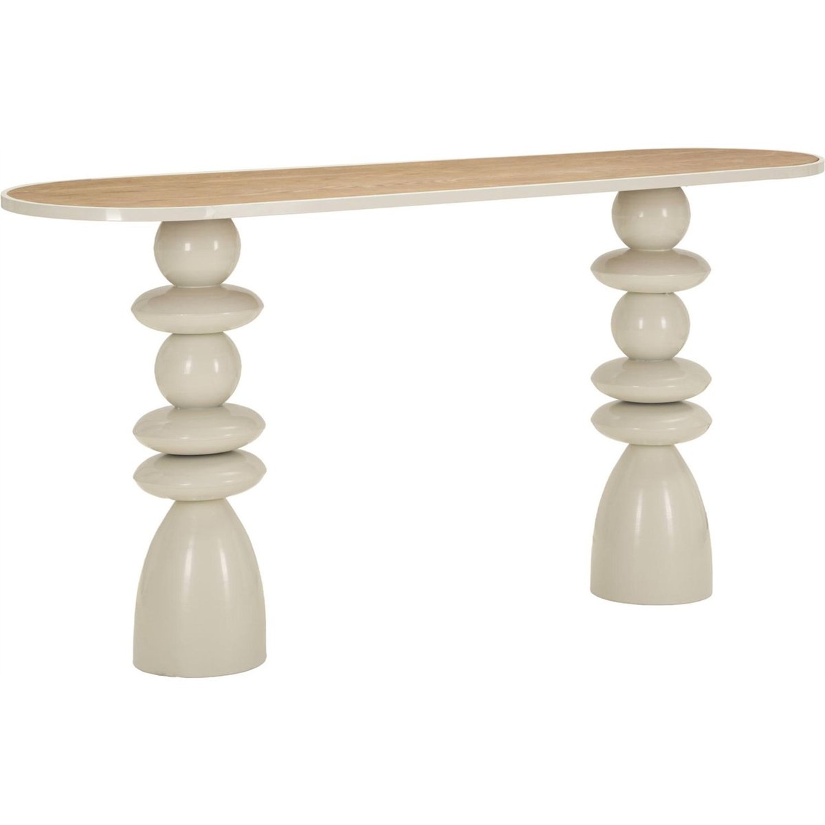 Console au plateau arrondi base sculptée MODERN crème, RECOLLECTION