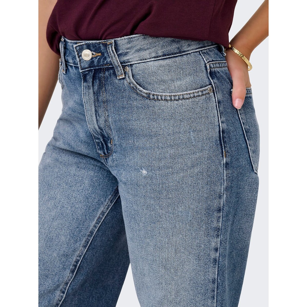 Jean large avec rebords medium blue, ONLY