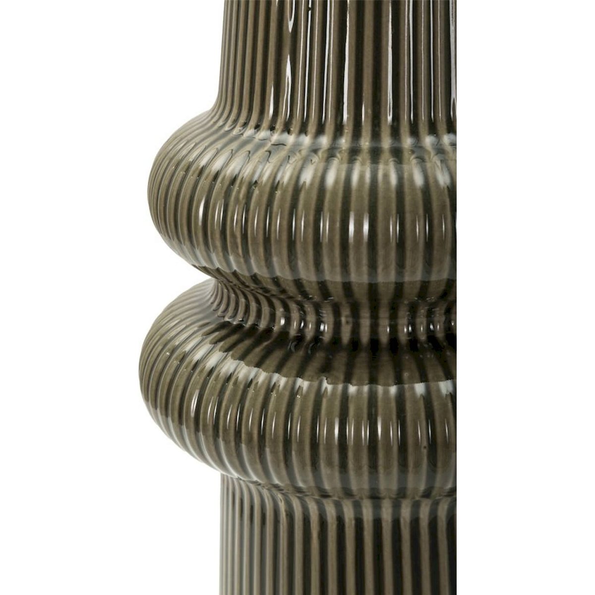 Vase céramique brillant à relief strié MODERN vert, RECOLLECTION