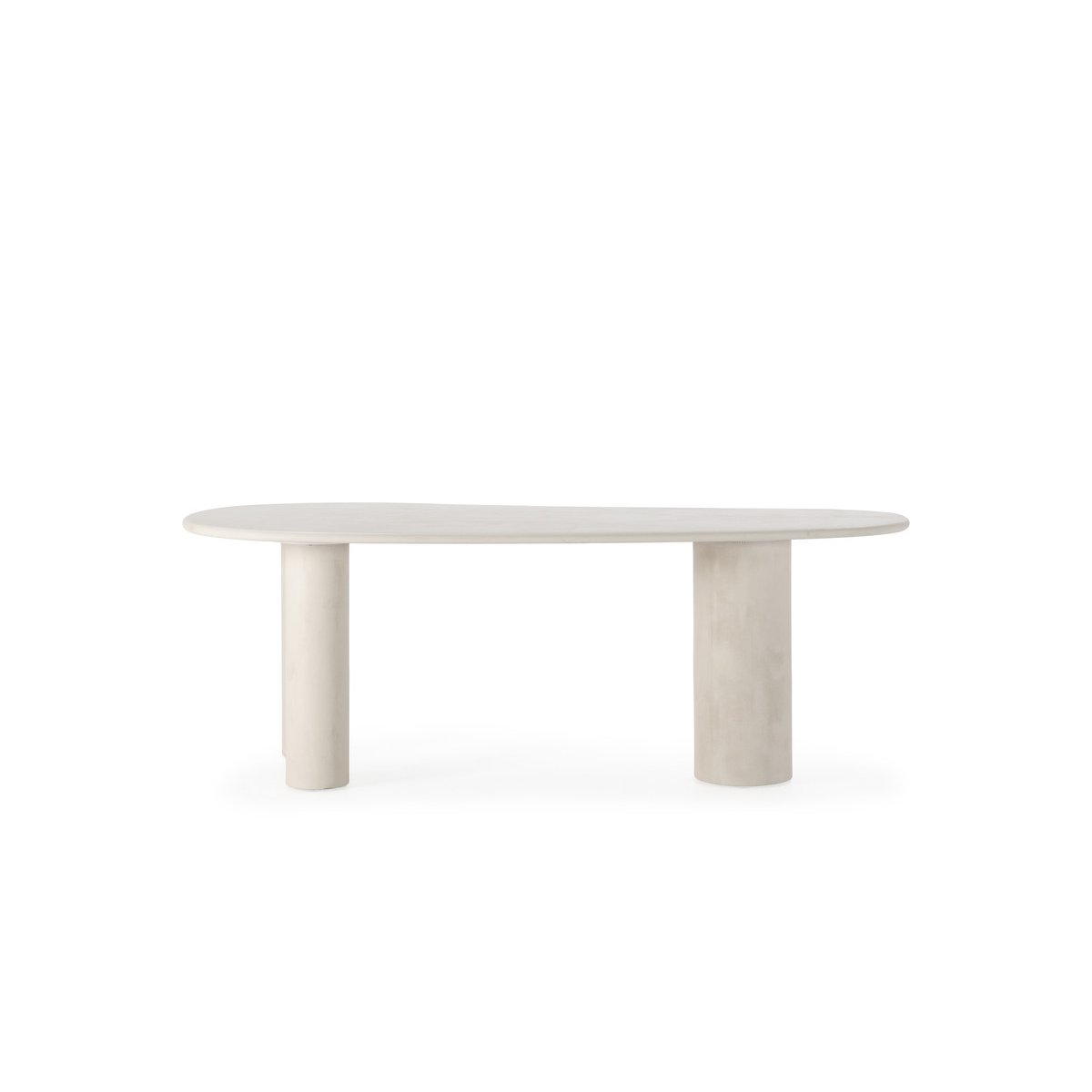 Table à manger ovale CONSTANCE 200 cm beige effet béton beige, BOBOCHIC