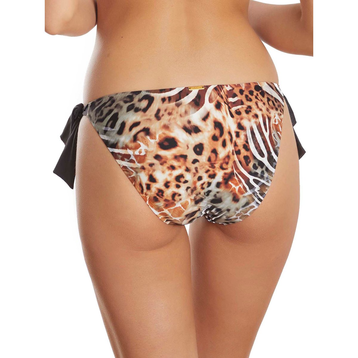 Bas maillot de bain à nouettes taille basse Animal marron, SELMARK MARE