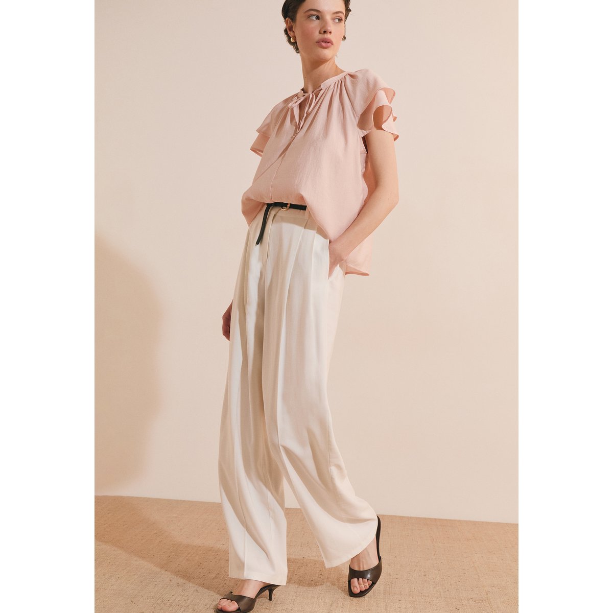 Pantalon large à pinces PICCIO perle, ETAM