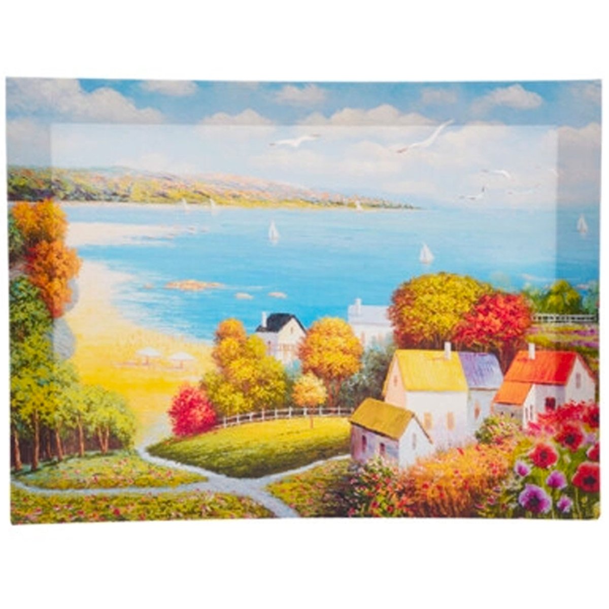 Set de 3 tableaux peintures bord de mer 30x40x1.5cm multicolore, WADIGA