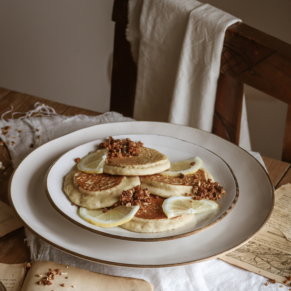 Lote de 4 pratos de sobremesa EDGE, NOSSE CERAMIC bege/dourado, NOSSE CERAMIC