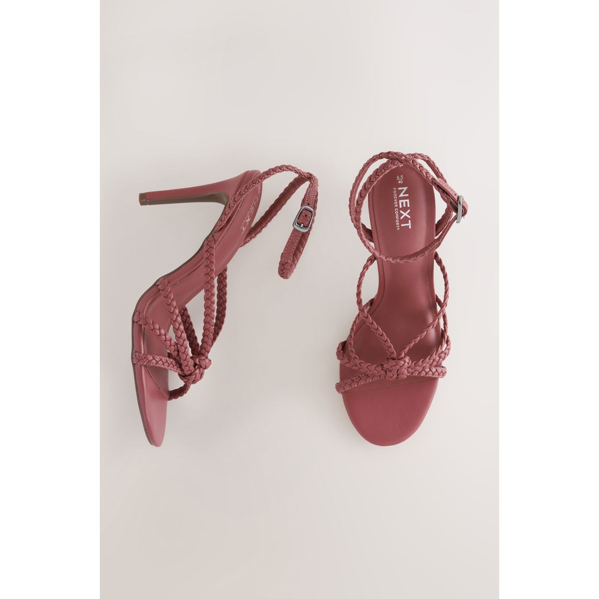 Sandales à talons et brides tressées rose pâle, NEXT