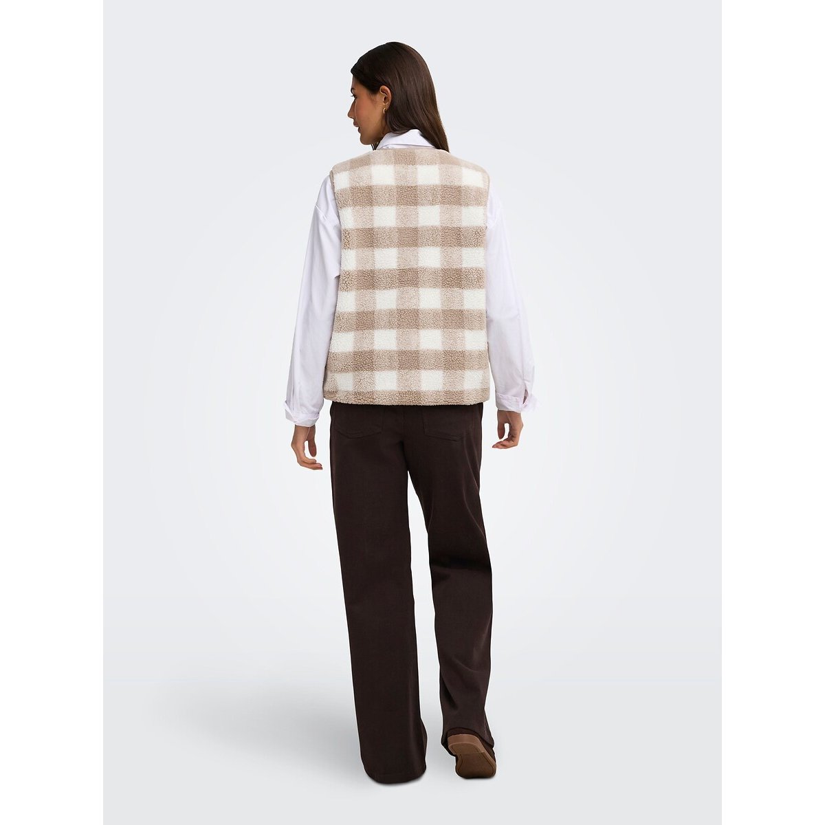 Sherpa gilet beige checks, ONLY