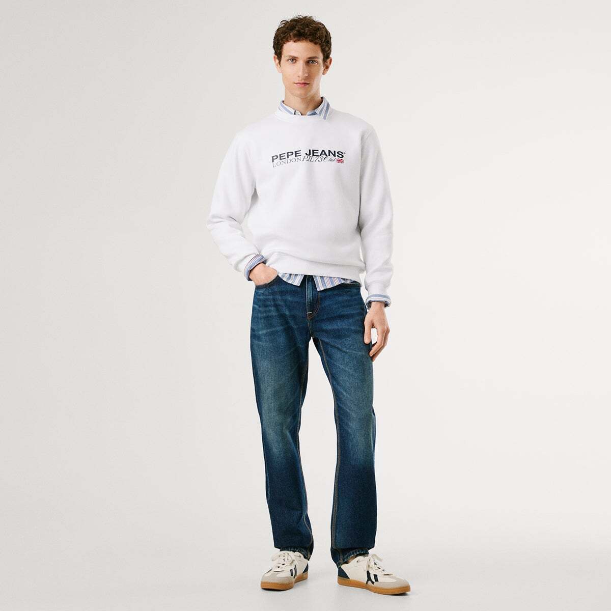 Sweat col rond Matthew blanc, PEPE JEANS