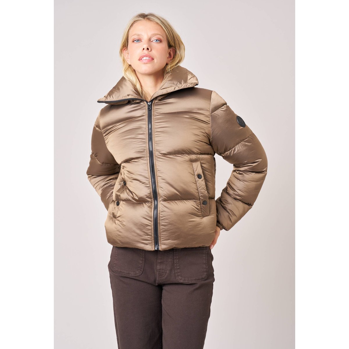 Doudoune courte femme GASSIE taupe, DEELUXE