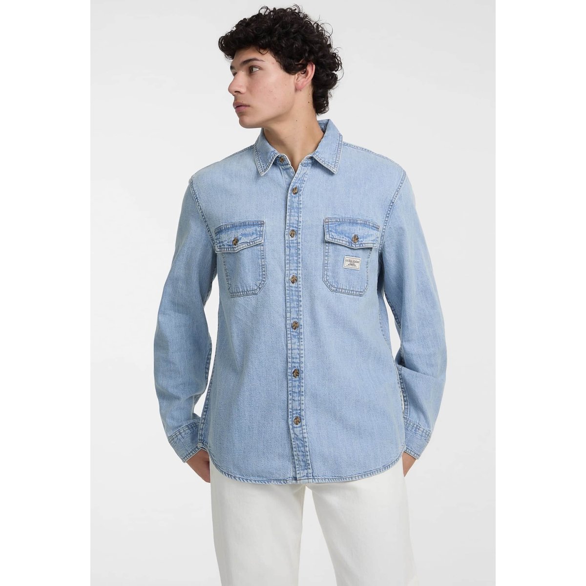 Chemise En Jean Classique bleu ciel, GUESS