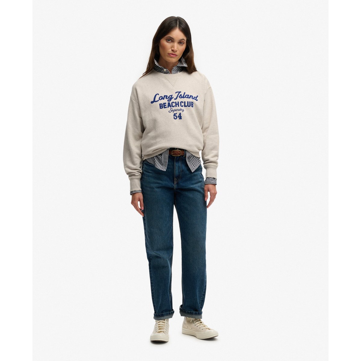 Sweatshirt Beach Club Coupe Droite grège chiné, SUPERDRY