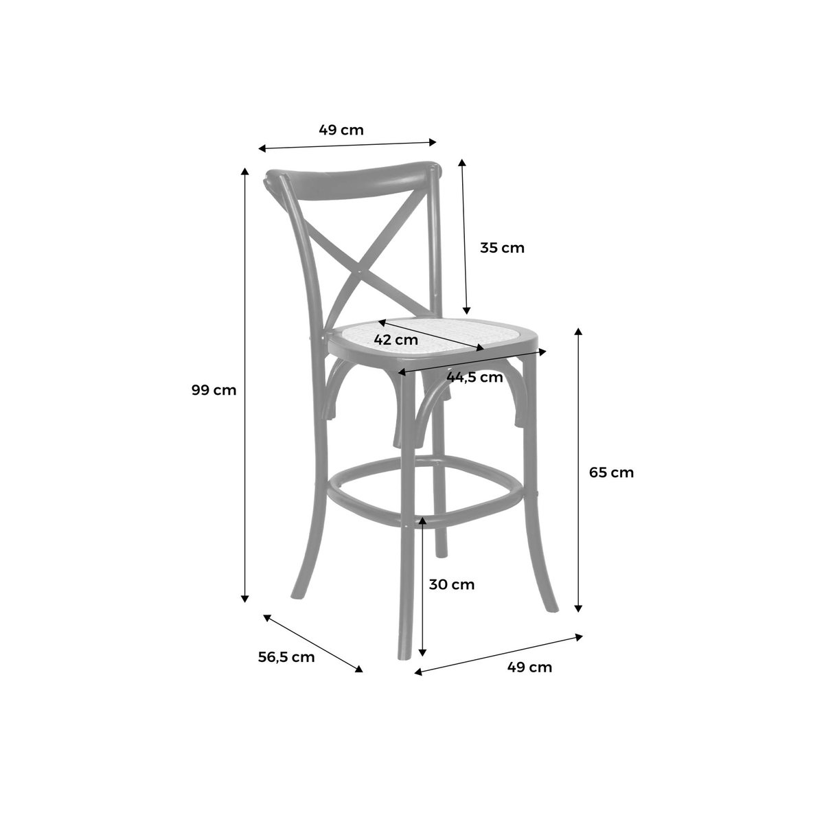 Tabouret de bar bistrot vintage bois 65cm (lot de 2) BELLEVILLE naturel, SWEEEK