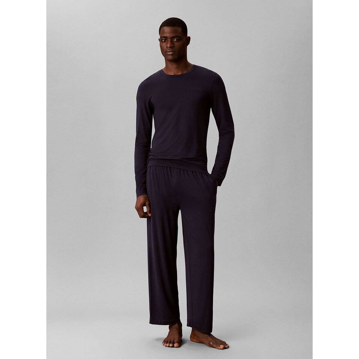 Pigiama intero, lungo, in modal blu scuro, CALVIN KLEIN UNDERWEAR