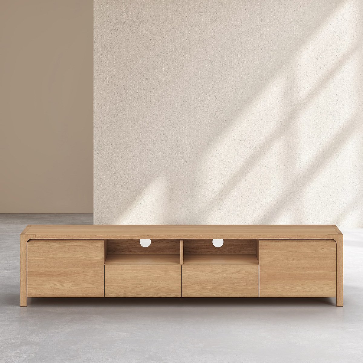 Banc TV chêne IVOINE naturel clair, HABITAT