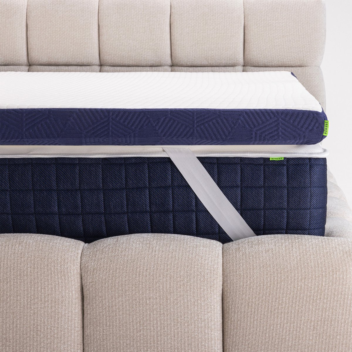 Surmatelas déhoussable à mémoire de forme, épaisseur 7cm- YANA couleur unique, DRAWER