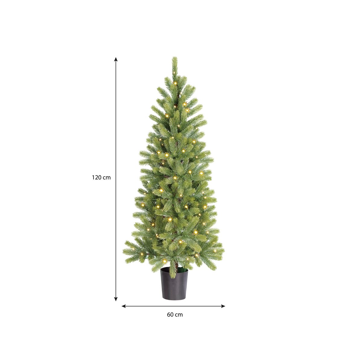 Sapin de Noël artificiel avec LED H120 cm NAGOYA blanc chaud, BLACK BOX TREES