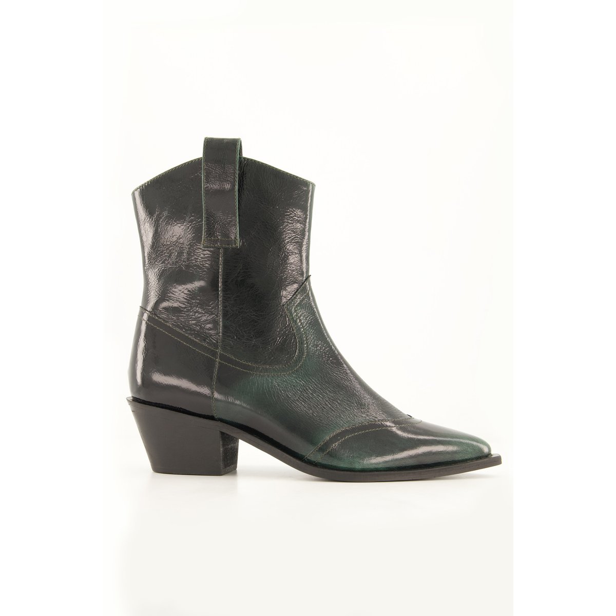 Bottines en cuir esprit santiags , pied large olive foncé, ULLA POPKEN
