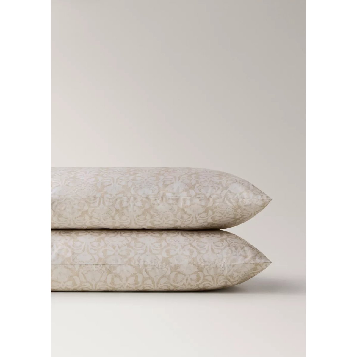 Taies d'oreiller percale de coton motif fleuri frise 50x75 cm ocre, MANGO HOME