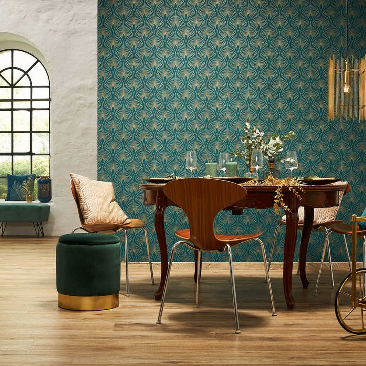 Papier peint imprimé Glamour bleu, HOME MAISON