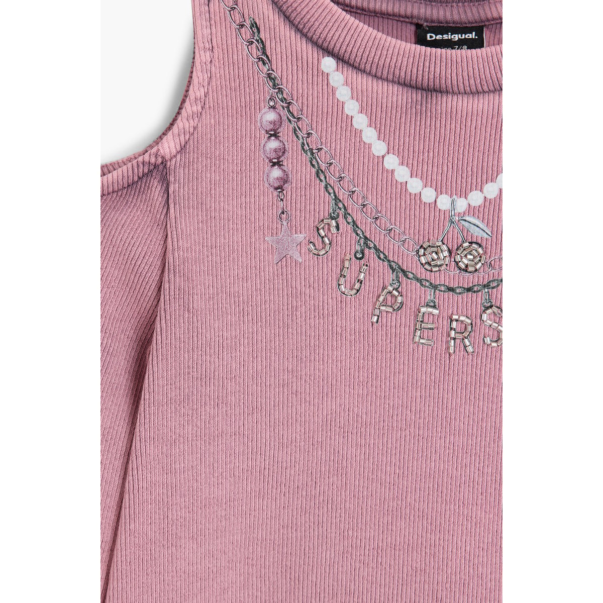 T-shirt à épaules chaîne rouge, DESIGUAL
