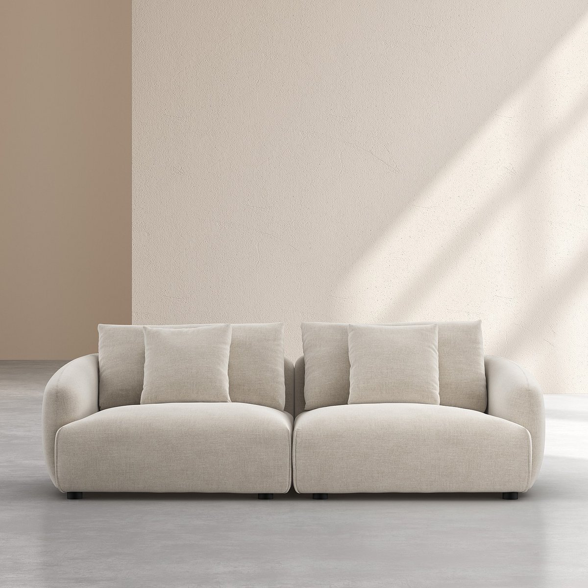 Canapé fixe tissu NIZIDA beige, HABITAT