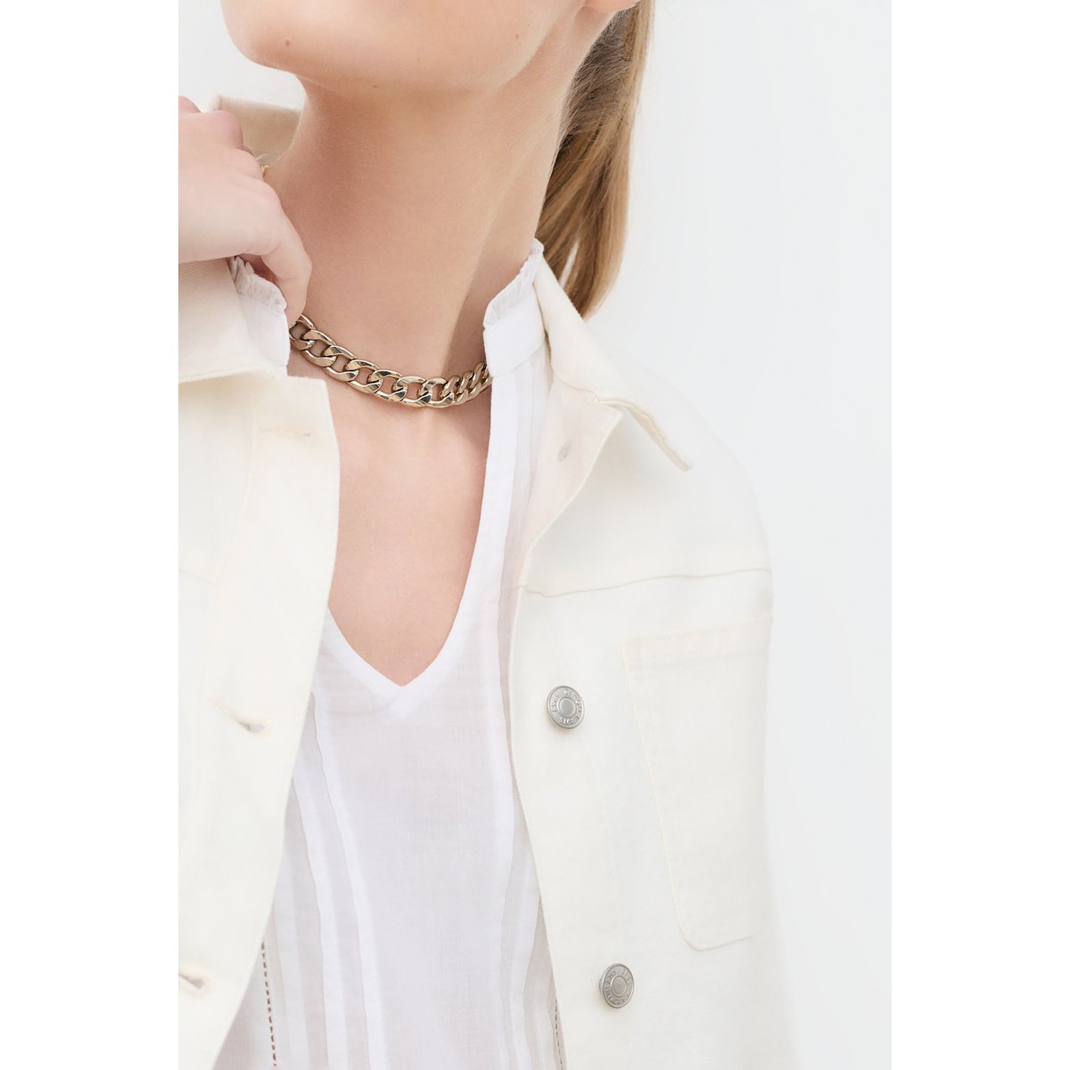 Blouson droit col chemise VMINATELLA ecru, CAROLL