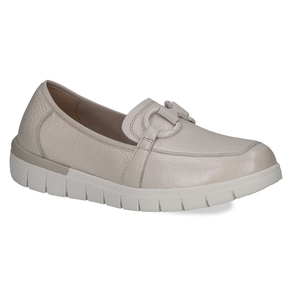 Slipper en cuir blanc champagne satin, CAPRICE