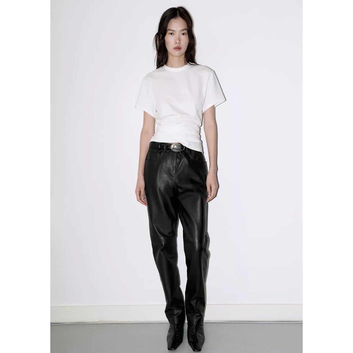 T-shirt froncé coton blanc, MANGO