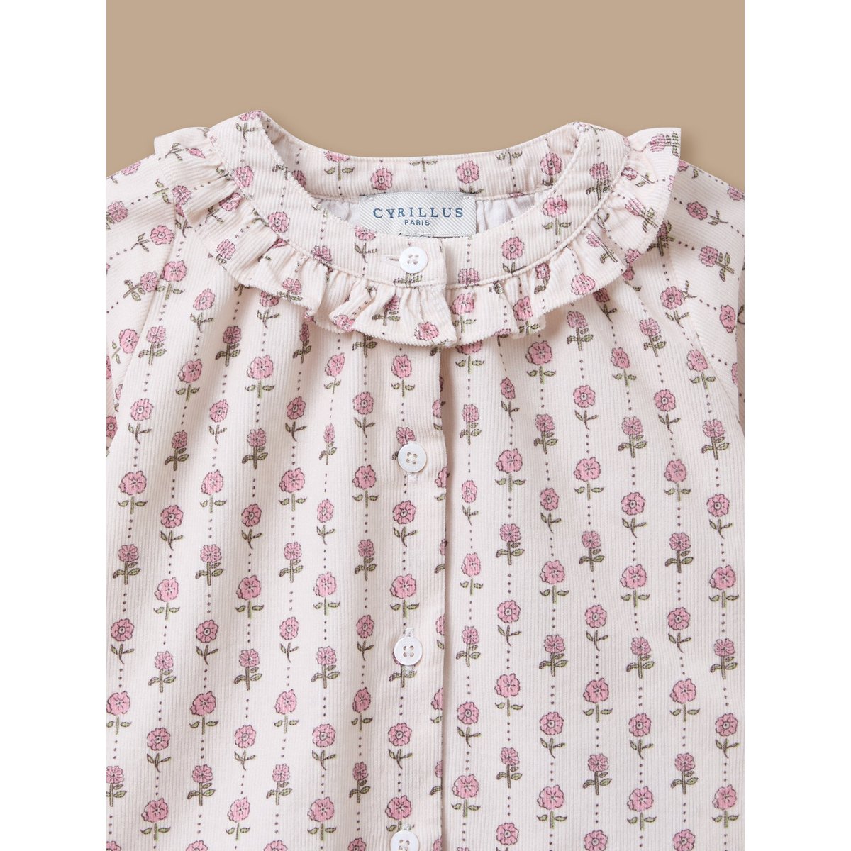 Blouse imprimée col volanté imprimé rosie, CYRILLUS