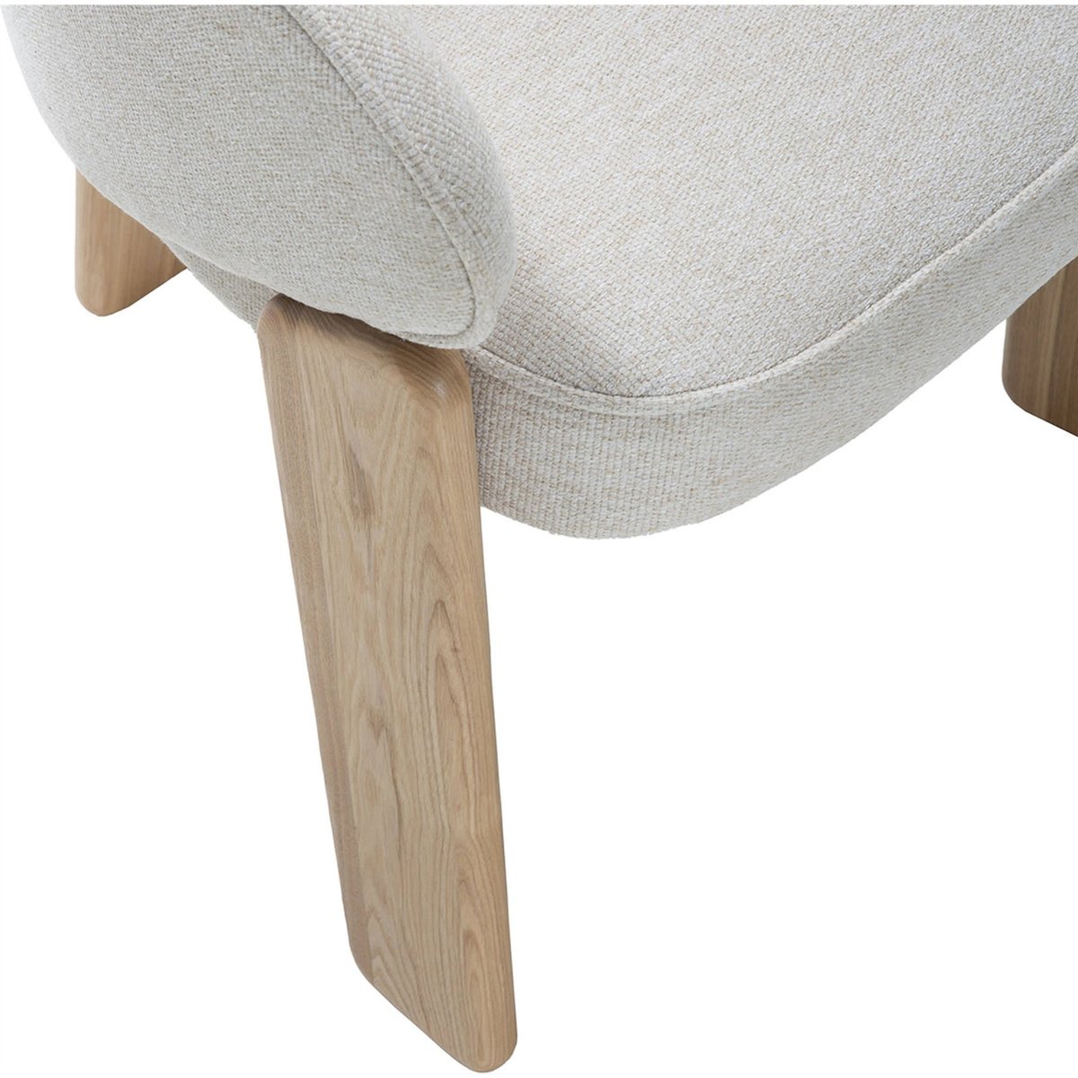 Chaise enveloppante en frêne et tissu naturel et blanc, RECOLLECTION