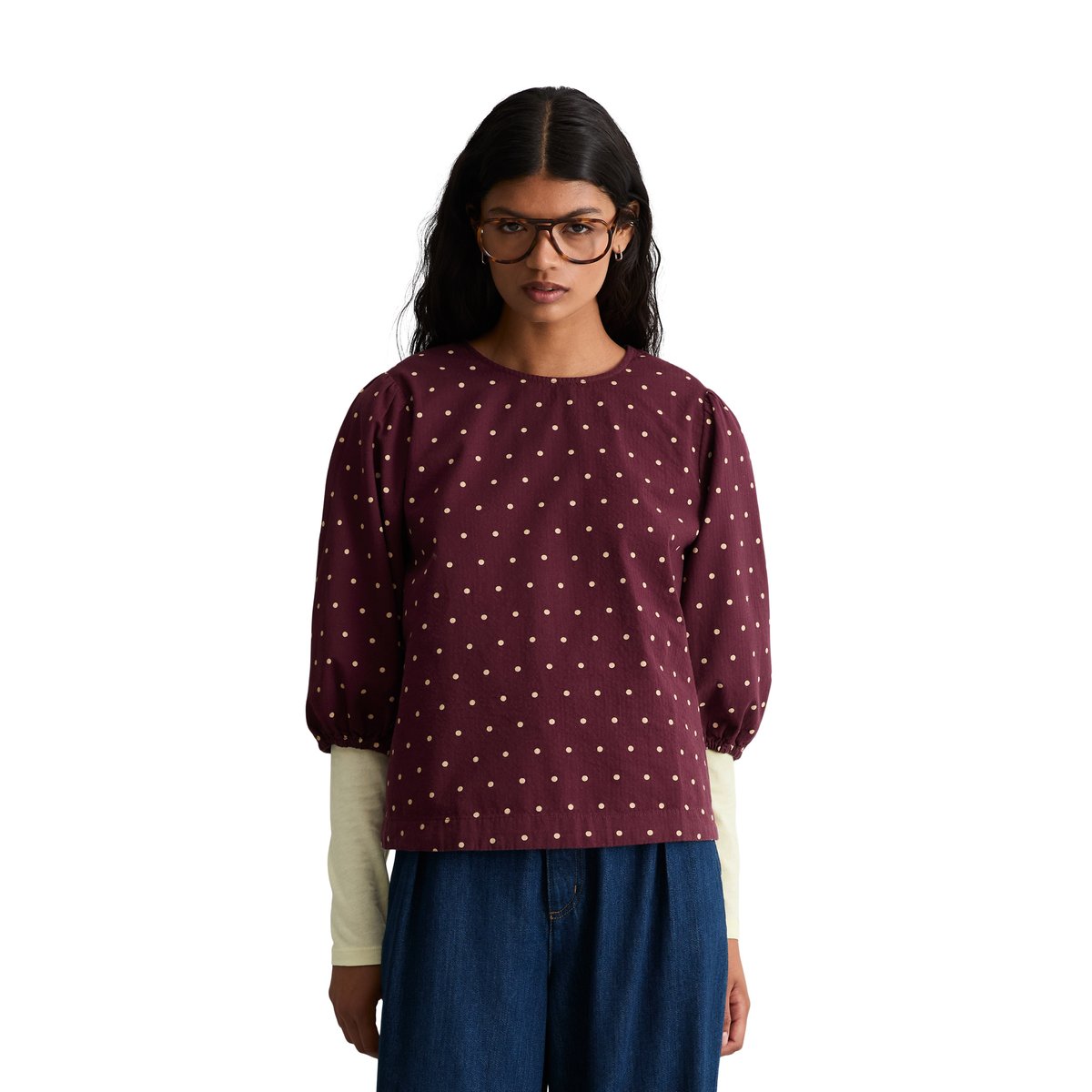 Chemisier en seersucker, coupe classique en pur coton bio rouge, MARC O’POLO DENIM