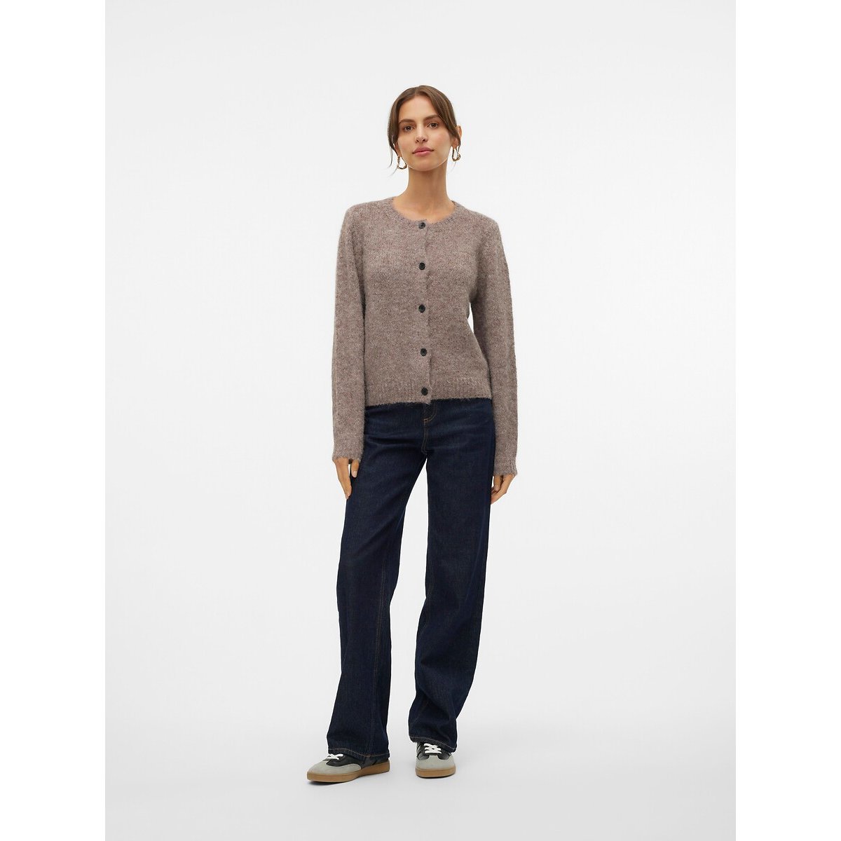 Gilet boutonné col rond beige, VERO MODA