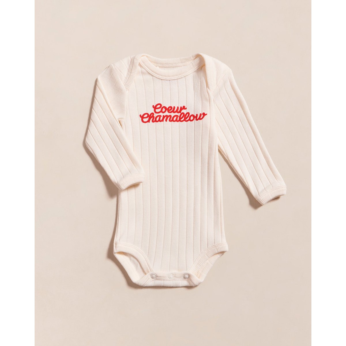 Body en coton bio imprimé velours, CŒUR CHAMALLOW blanc - crème, EMOI EMOI