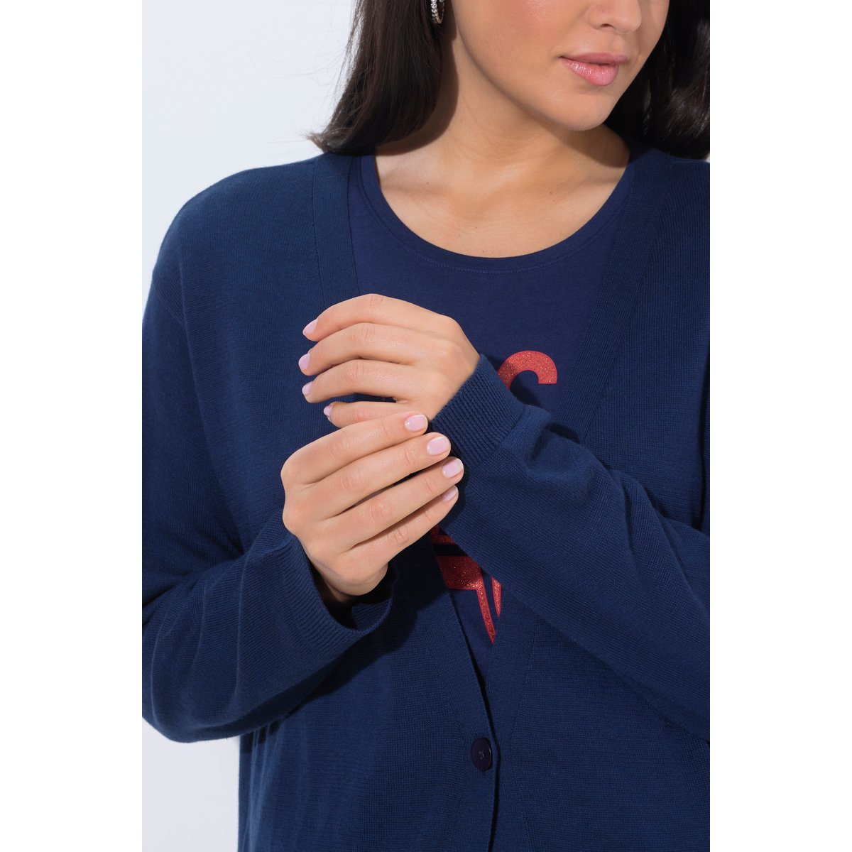 Cardigan fermeture 1 bouton bleu encre, ULLA POPKEN