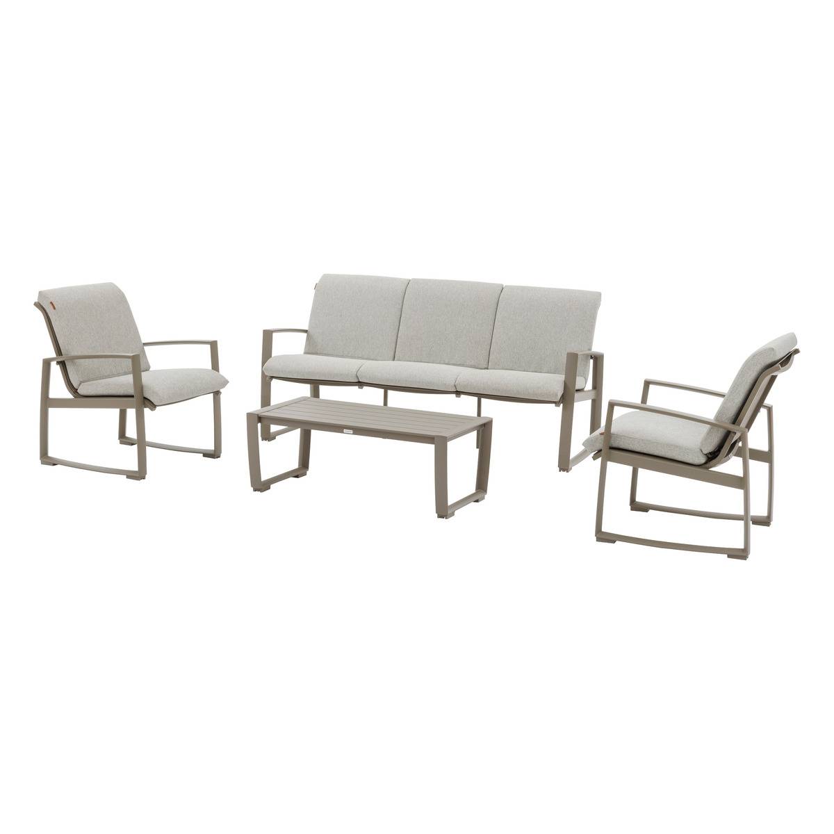 Salon de jardin 5 places en aluminium BOREANE marron, HESPERIDE