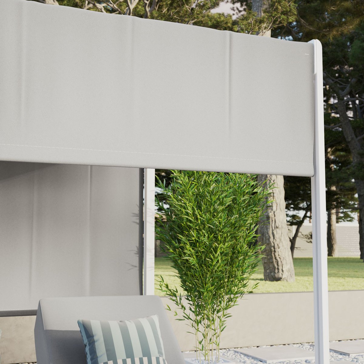 Toit en aluminium pour bain de soleil double, NEPTUNE gris / argent, NATERIAL