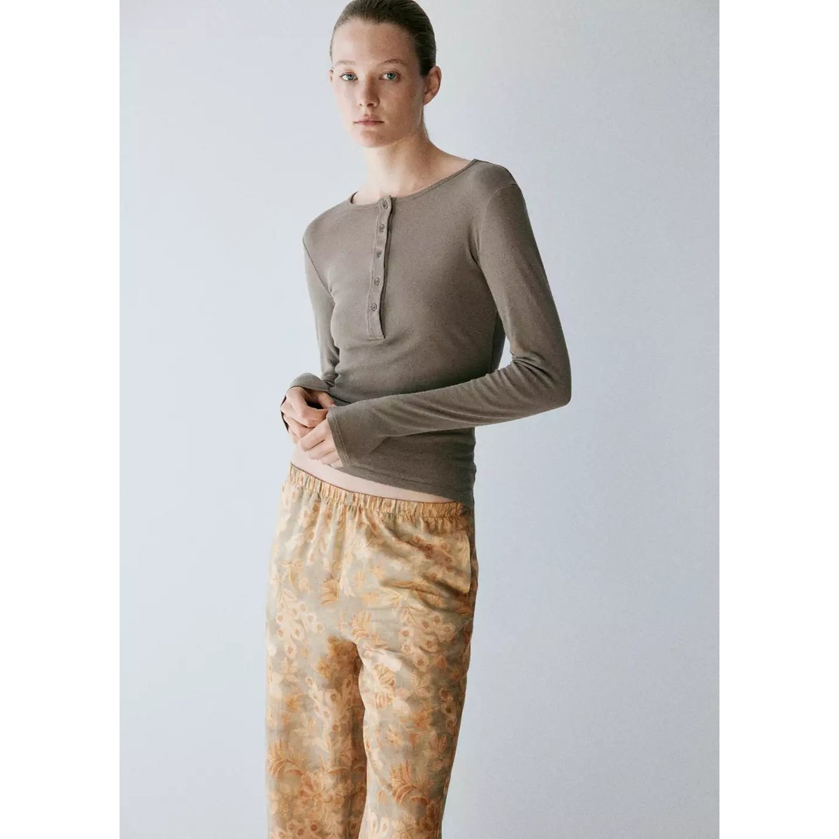 T-shirt de pyjama 100 % coton vert, MANGO