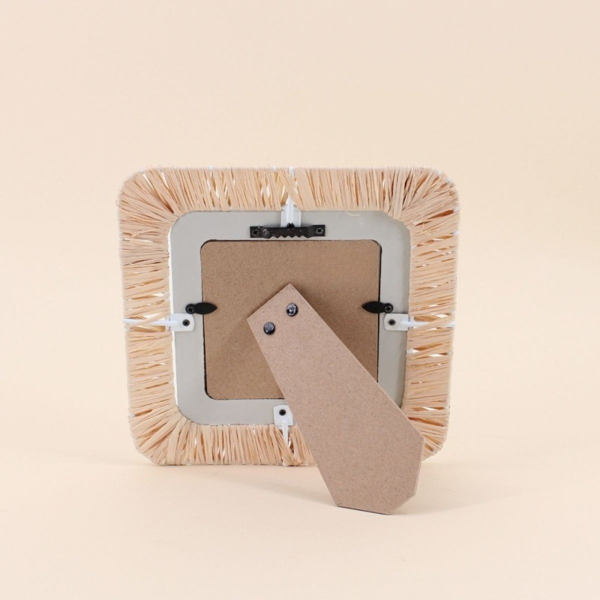 Cadre photo carré en raphia 18,5cm beige, ORNAMI