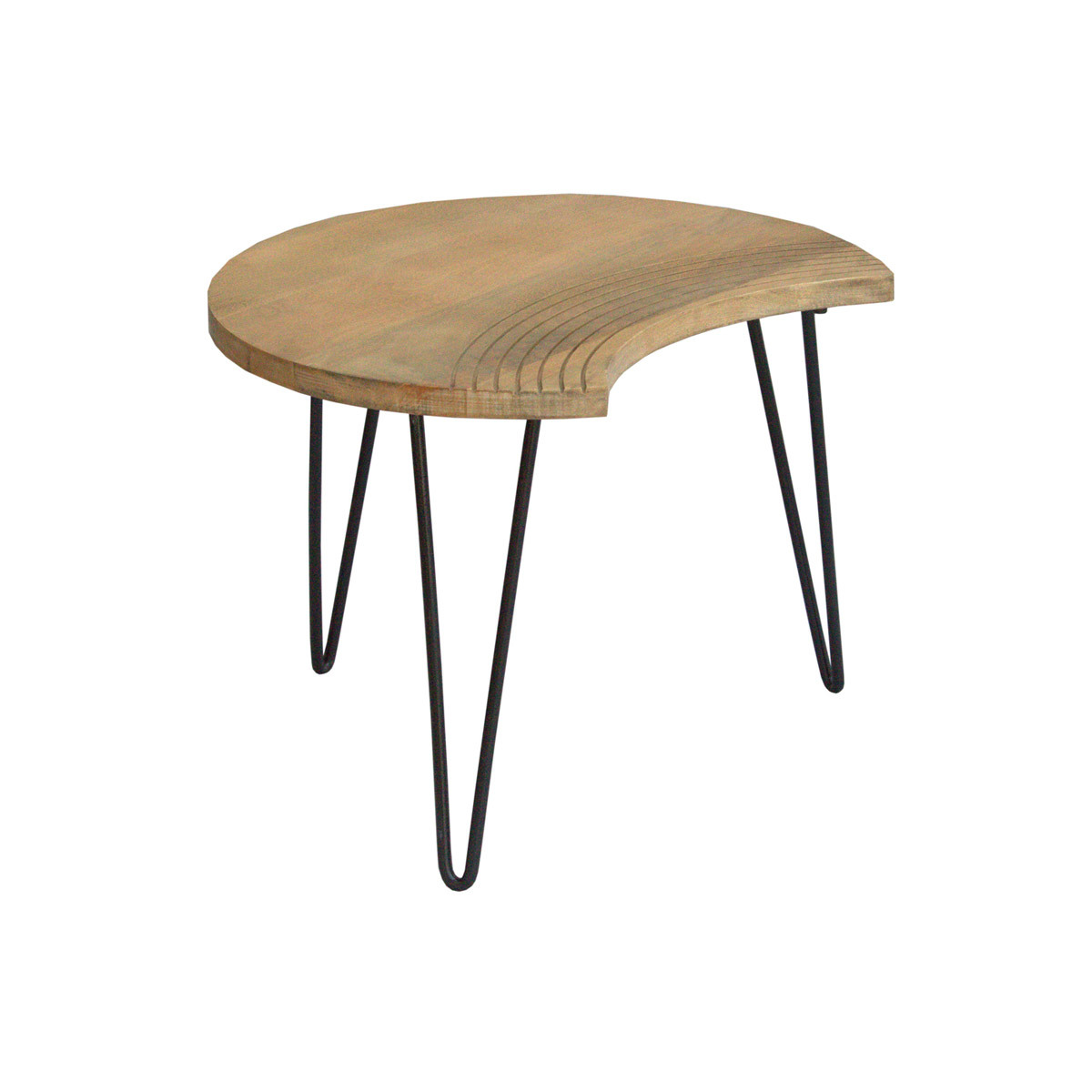 Tables basses gigognes gravées bois manguier massif et métal noir (lot de 3) VIBES naturel, MILIBOO