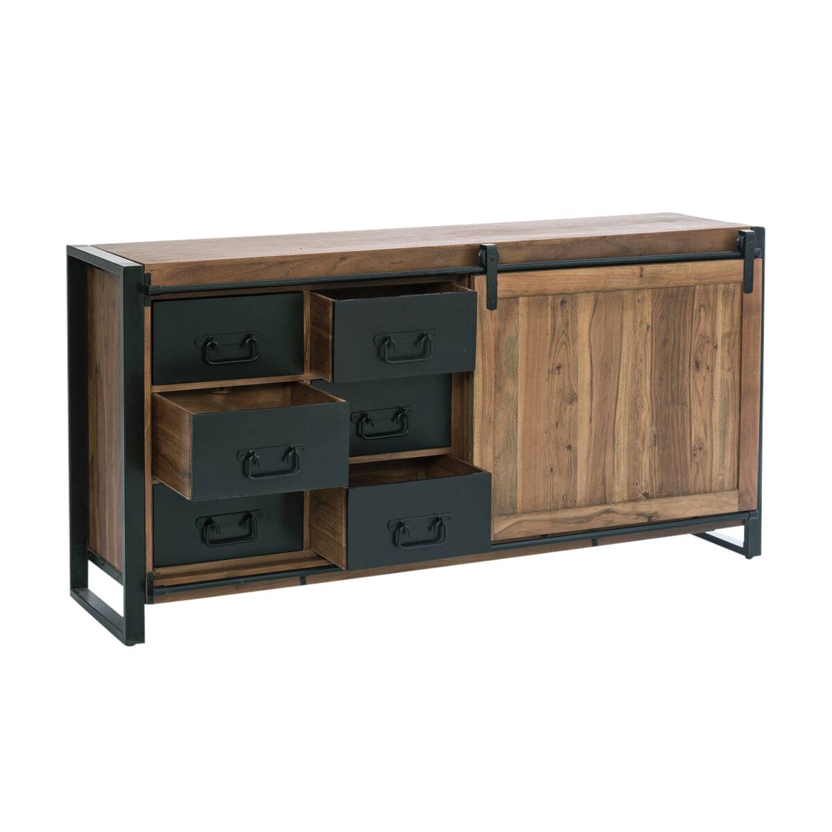 Buffet en bois d'acacia et métal HAVANA bois foncé, MADE IN MEUBLES