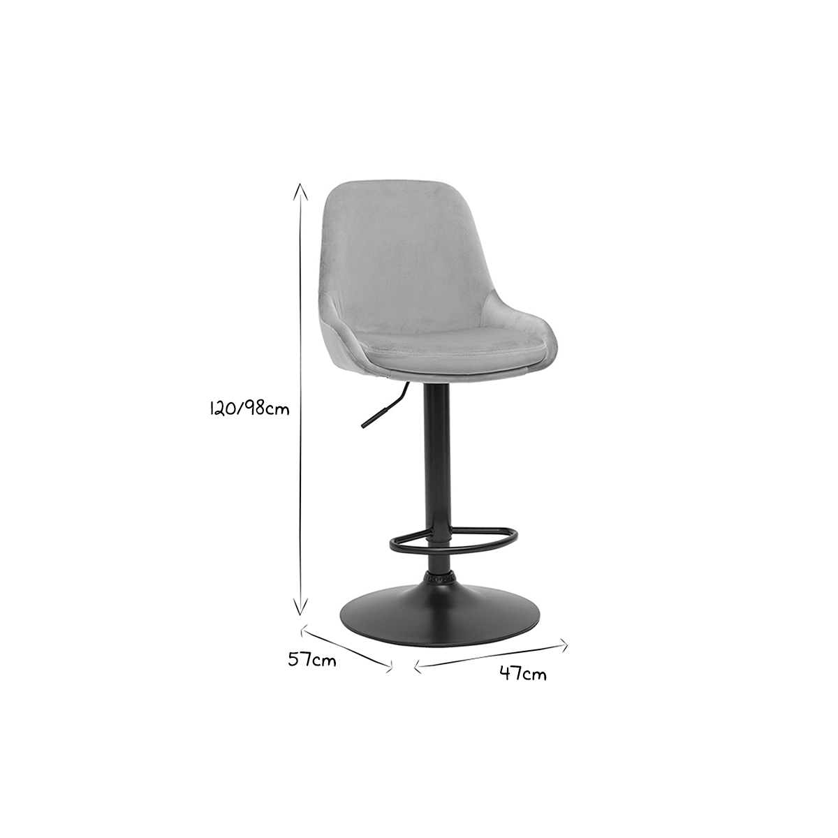 Tabourets de bar design réglables (lot de 2) HOLO taupe, MILIBOO