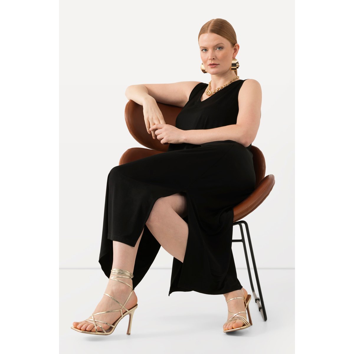 Robe midi sans manches noir, ULLA POPKEN