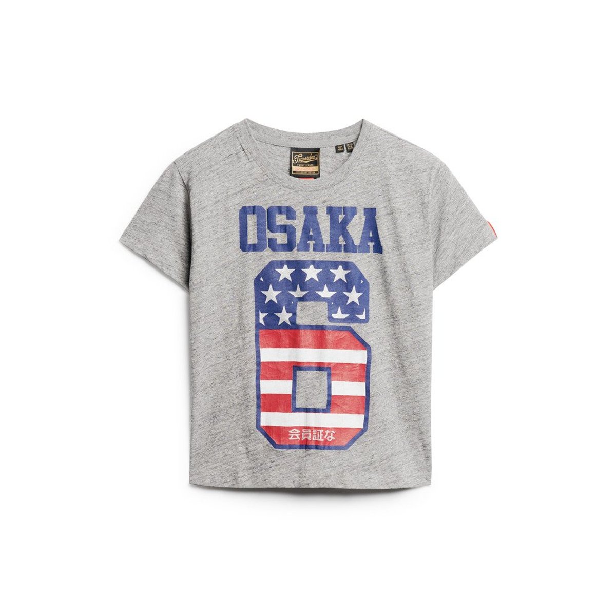 T-shirt à drapeau 90s Osaka 6 gris athlétique chiné, SUPERDRY